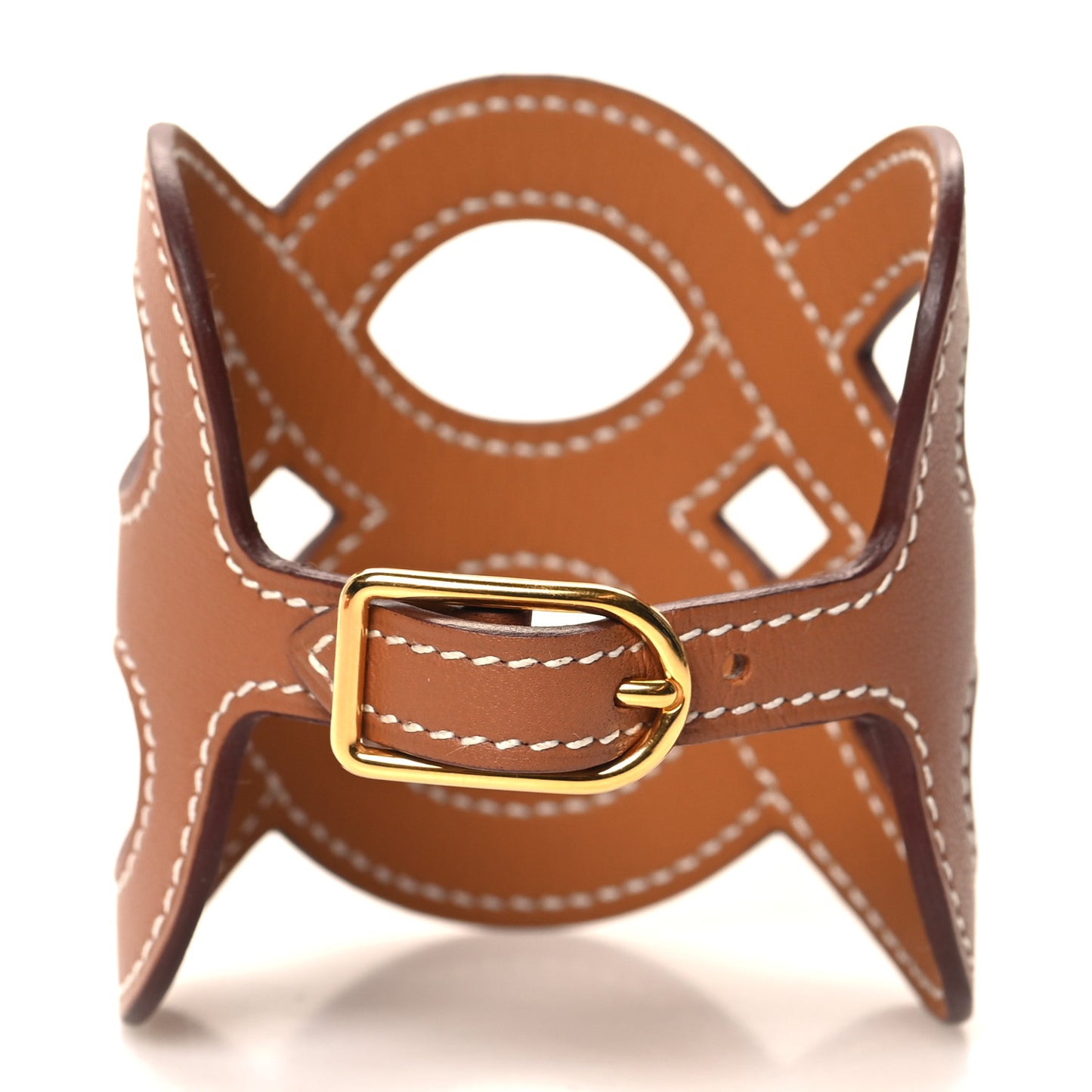 Calfskin Entrelacs Cuff Bracelet T2 Gold