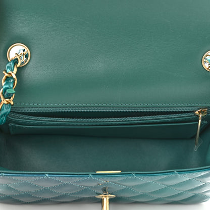 Chanel Shaded Patent Calfskin Quilted Mini Rectangular Flap Green Blue 5 of 10