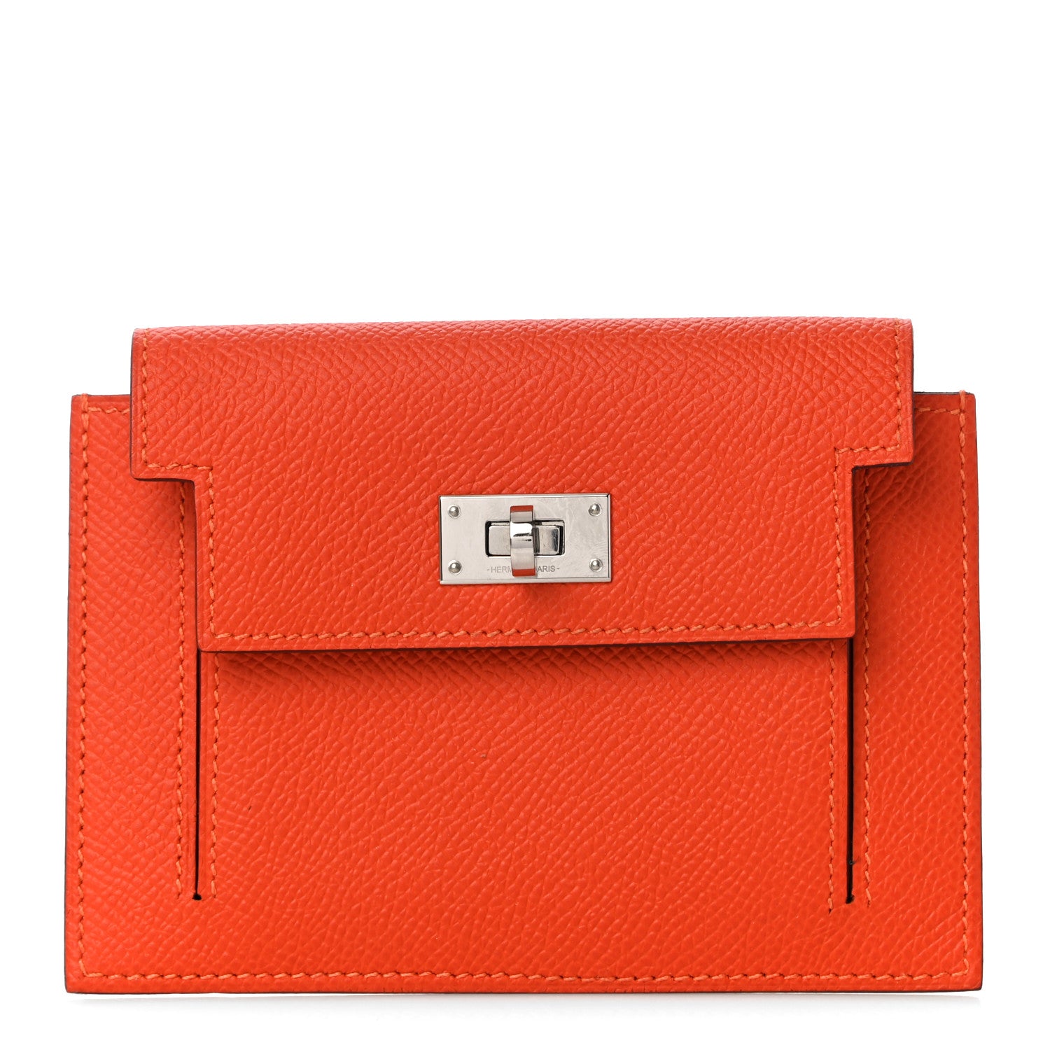 Hermes Epsom Kelly Pocket Compact Wallet Orange Poppy 1 of 11