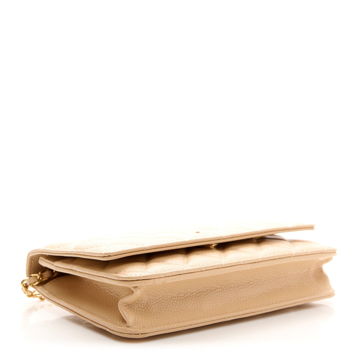 Caviar Quilted Wallet on Chain WOC Beige