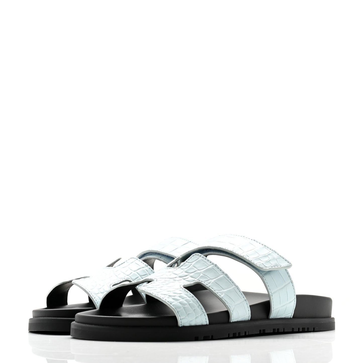 Matte Alligator Womens Chypre Sandals 38.5 Bleu Pastel