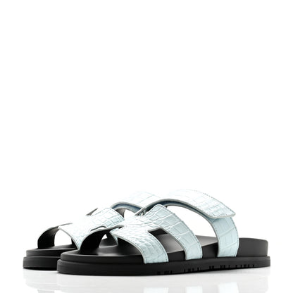 Hermes Matte Alligator Womens Chypre Sandals 38.5 Bleu Pastel 3 of 9