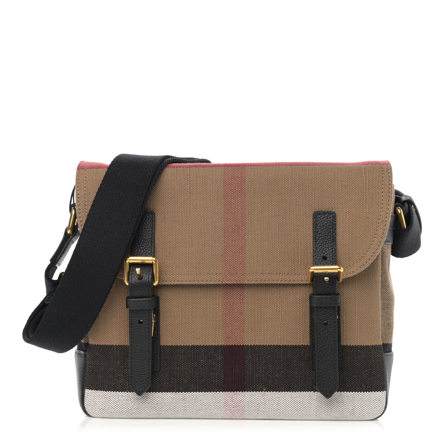 Canvas Mega Check Small Baildon Messenger Bag Black