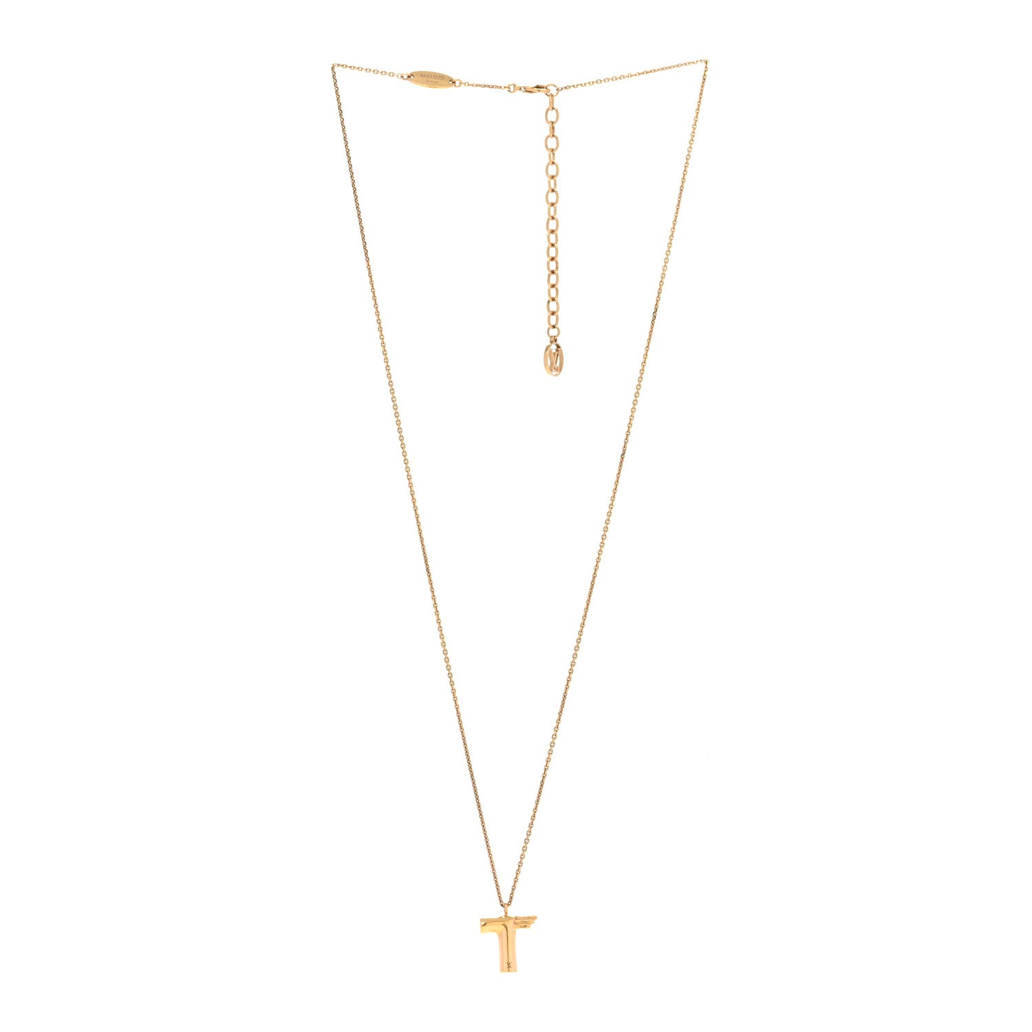 Louis Vuitton Metal LV And Me Letter T Necklace Gold 3 of 8