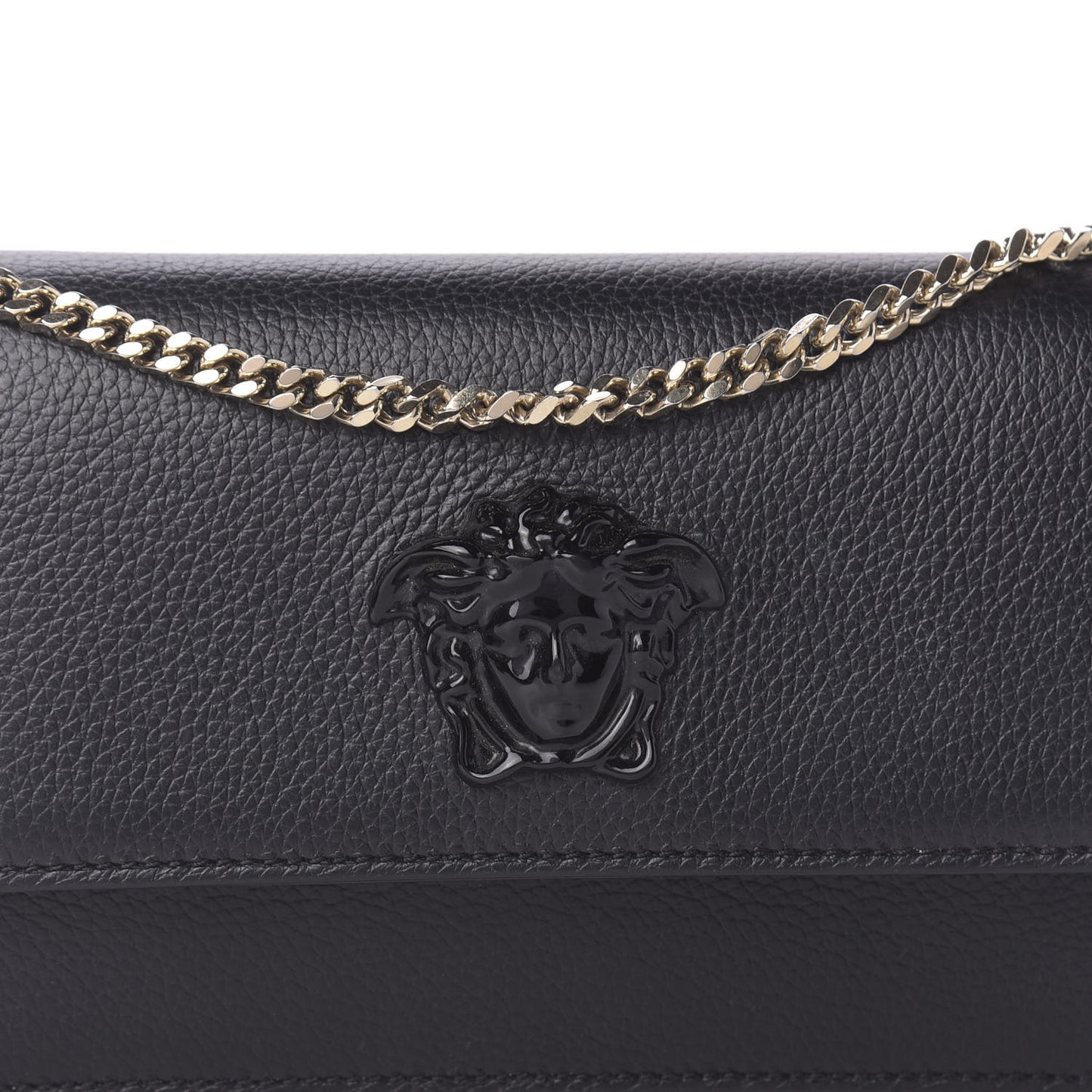 Grained Calfskin Palazzo Chain Evening Bag Black