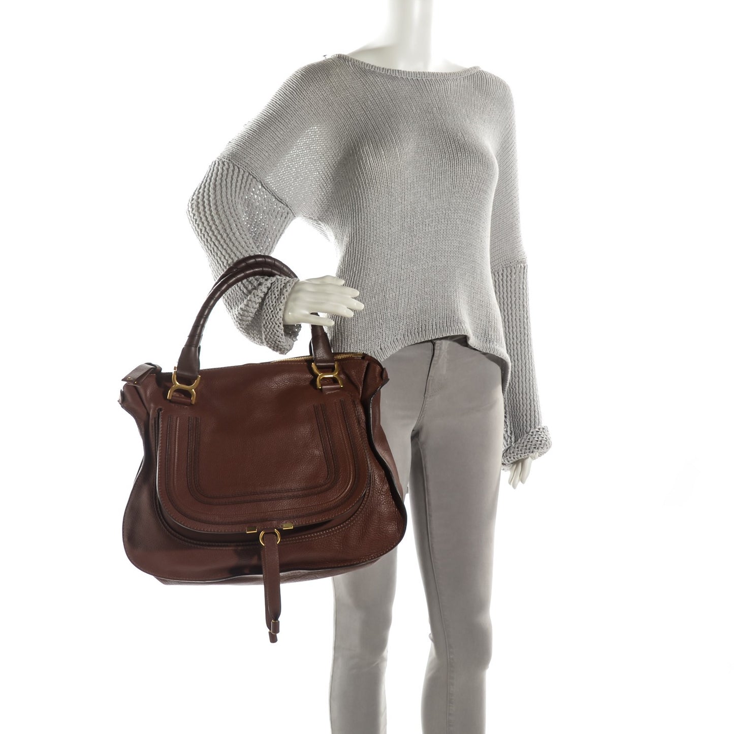 Calfskin Large Marcie Satchel Ebony