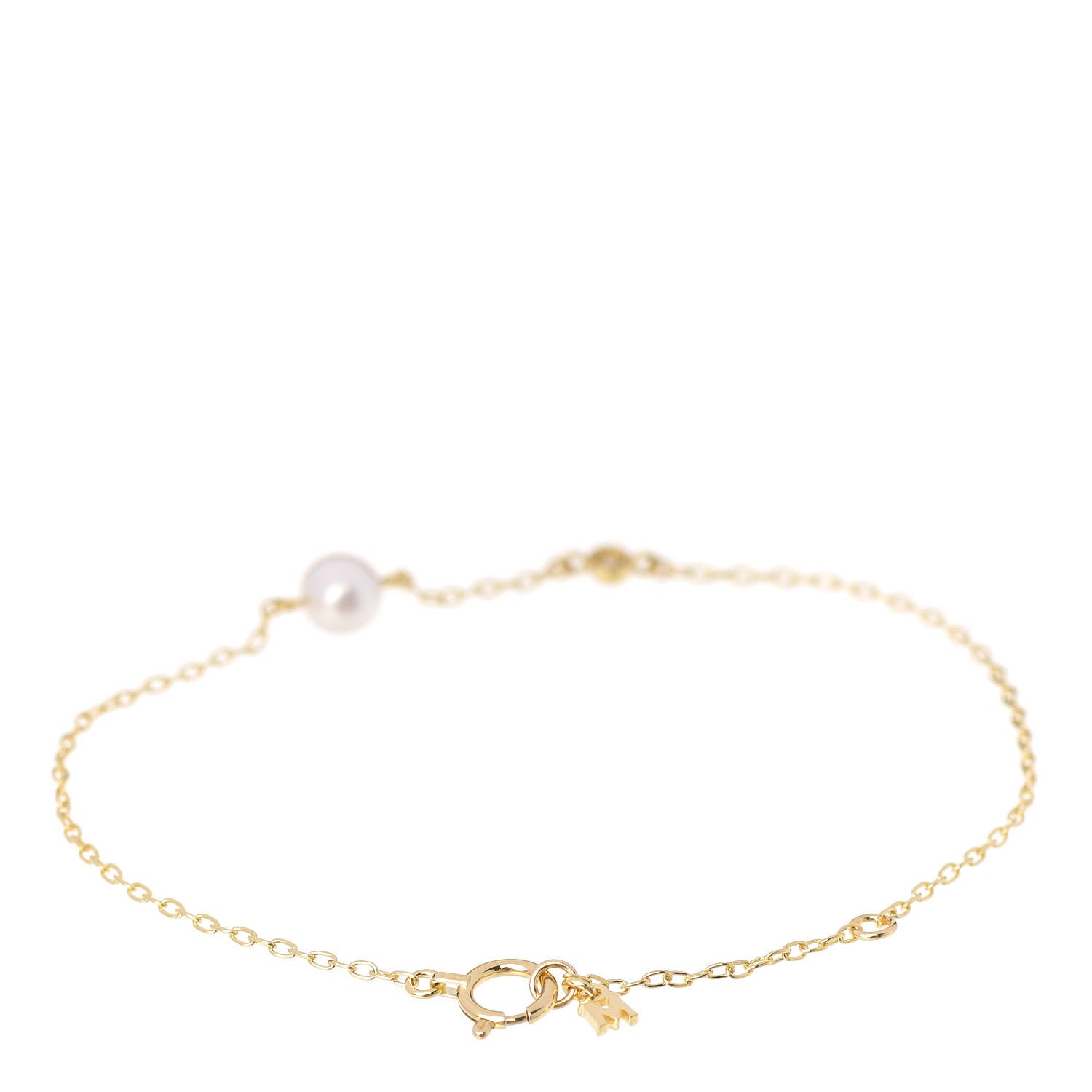 Mikimoto 18K Yellow Gold Diamond Akoya Pearl 5mm Station Bracelet 2 of 5