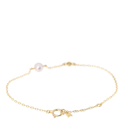 Mikimoto 18K Yellow Gold Diamond Akoya Pearl 5mm Station Bracelet 2 of 5