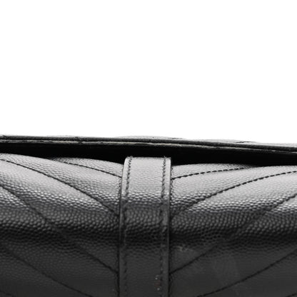 Saint Laurent Grain De Poudre Matelasse Chevron Medium Monogram Satchel Black 16 of 20