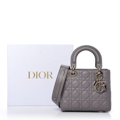 Christian Dior Lambskin Cannage Small My ABCDior Lady Dior Grey 10 of 10