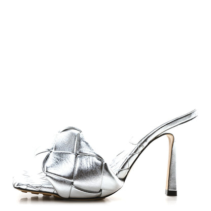 Bottega Veneta Laser Nappa Maxi Intrecciato Lido 90mm Mule Sandals 37.5 Silver 1 of 9
