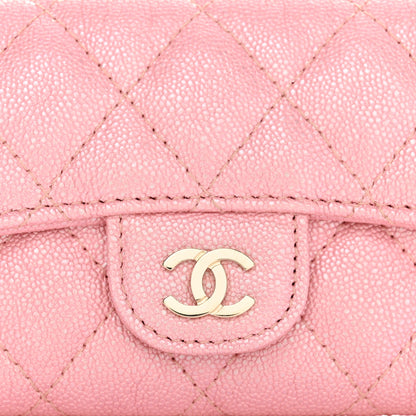 Chanel Iridescent Caviar Quilted Flap Card Holder Rose Pink 9 of 12