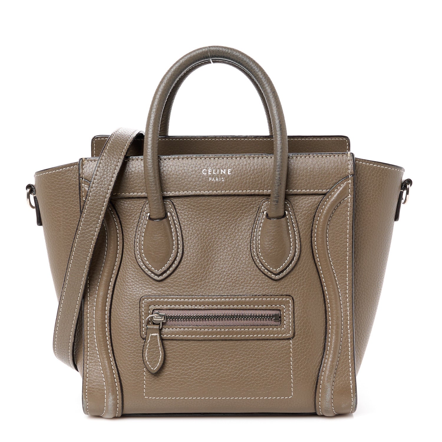 Celine Drummed Calfskin Nano Luggage Souris 1 of 16