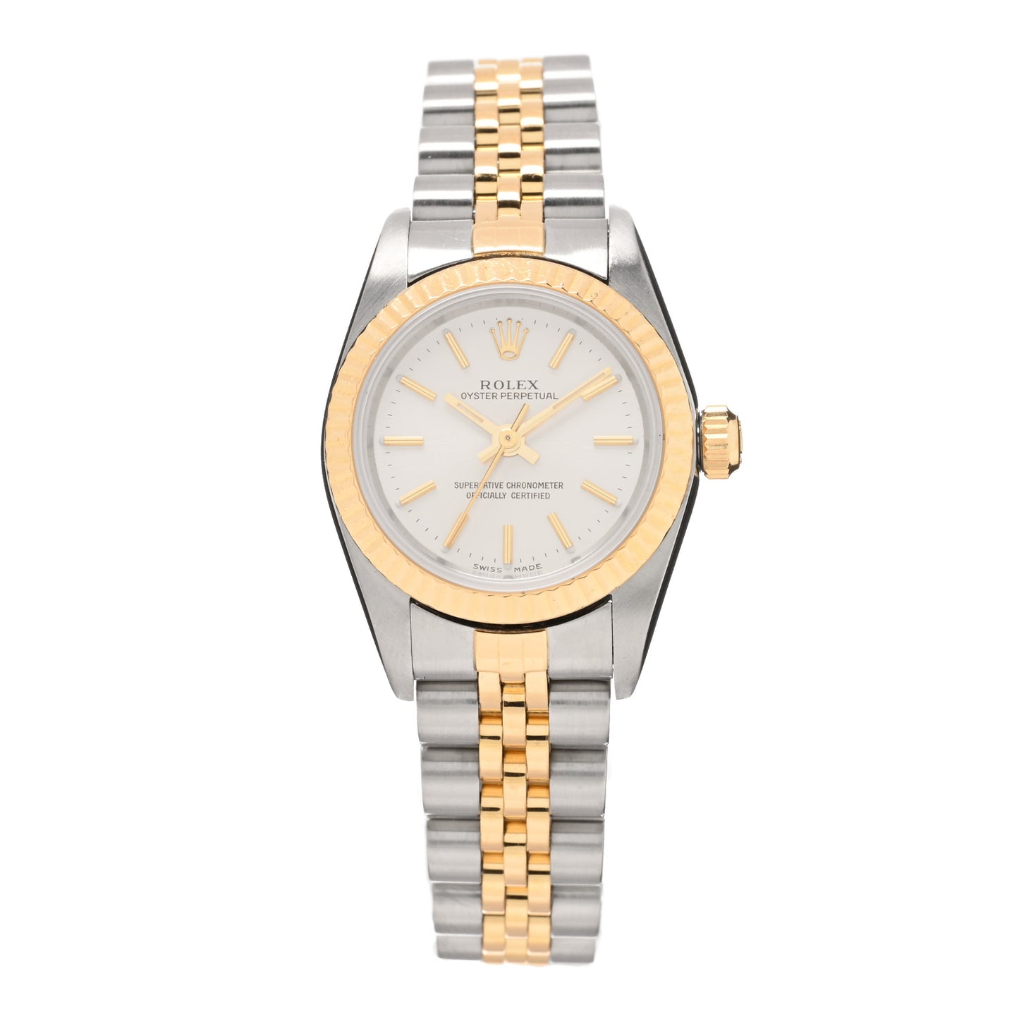 Stainless Steel 18K Yellow Gold 26mm Oyster Perpetual Watch Silver 76193