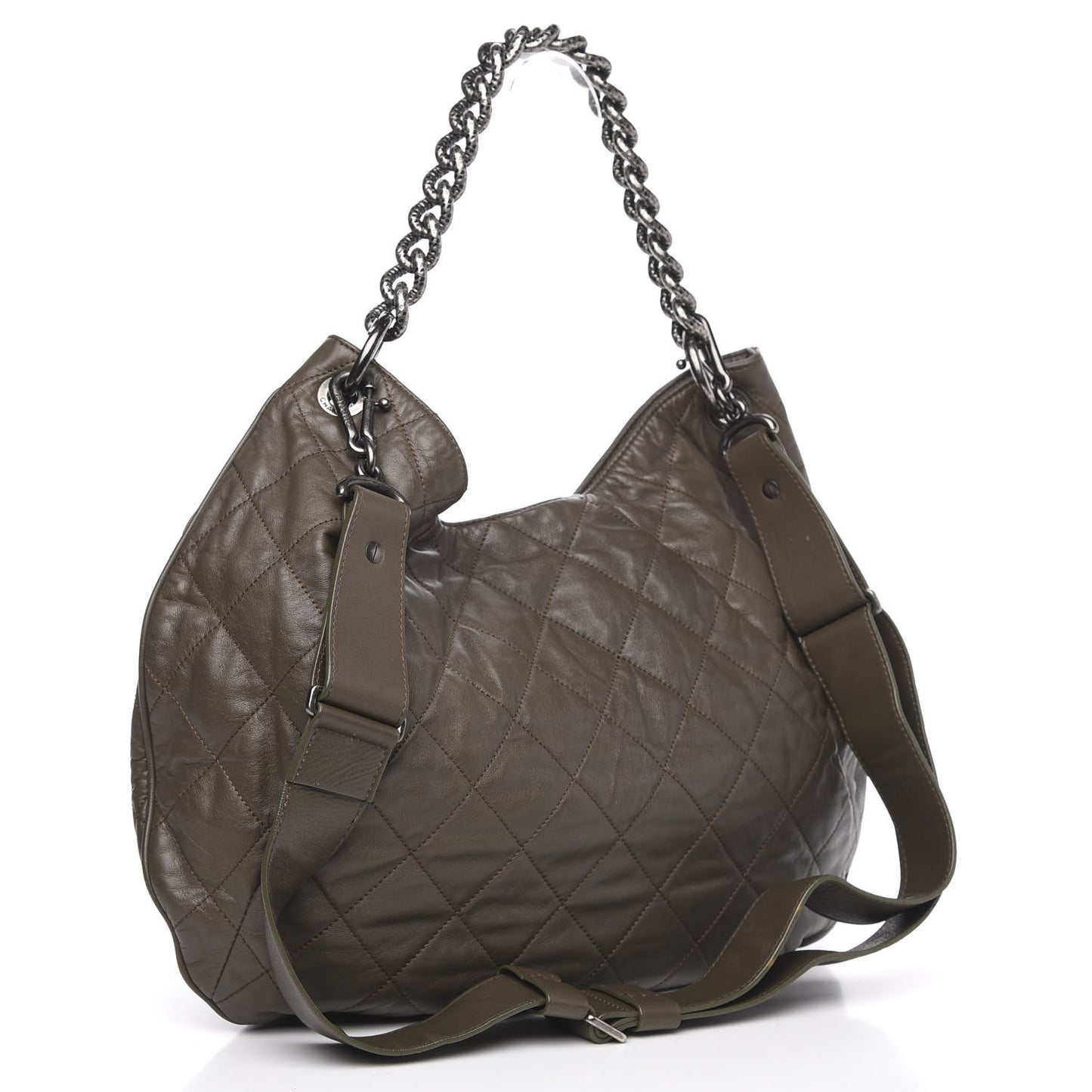 Calfskin Coco Pleats Hobo Khaki