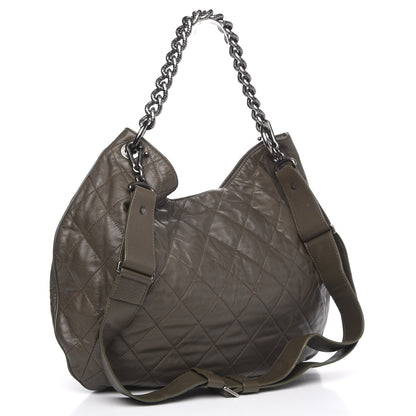 Chanel Calfskin Coco Pleats Hobo Khaki 3 of 11