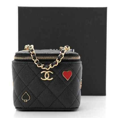 Chanel Caviar Quilted Enamel Coco Casino Mini Vanity Case With Chain Black 11 of 11