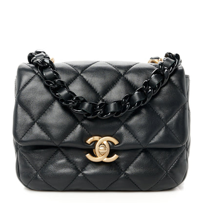 Chanel Lambskin Quilted Mini Lacquered Chain Flap Black 1 of 10