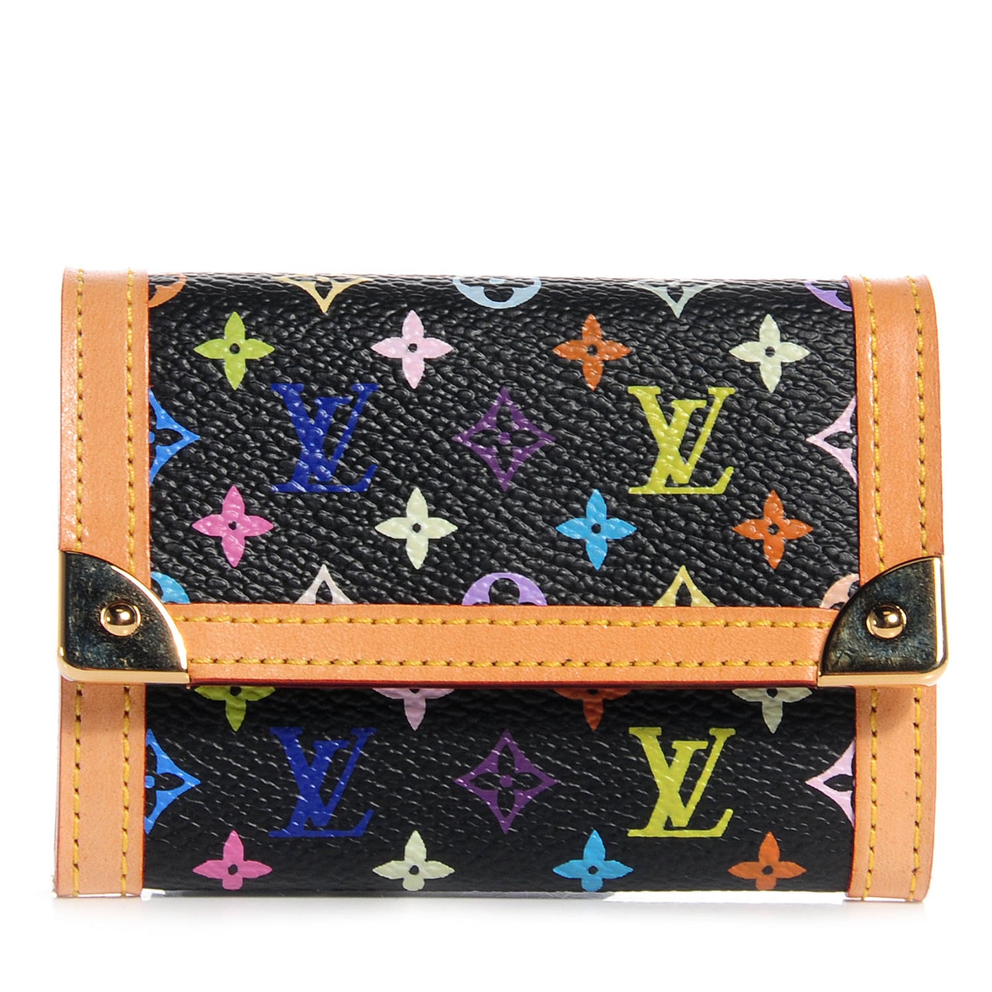 Monogram Multicolor Porte-Monnaie Plat Coin Purse Black