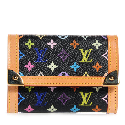 Louis Vuitton Monogram Multicolor Porte-Monnaie Plat Coin Purse Black 1 of 8