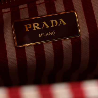 Prada Wicker Canvas Striped Shoulder Bag Naturale Rosso 7 of 12
