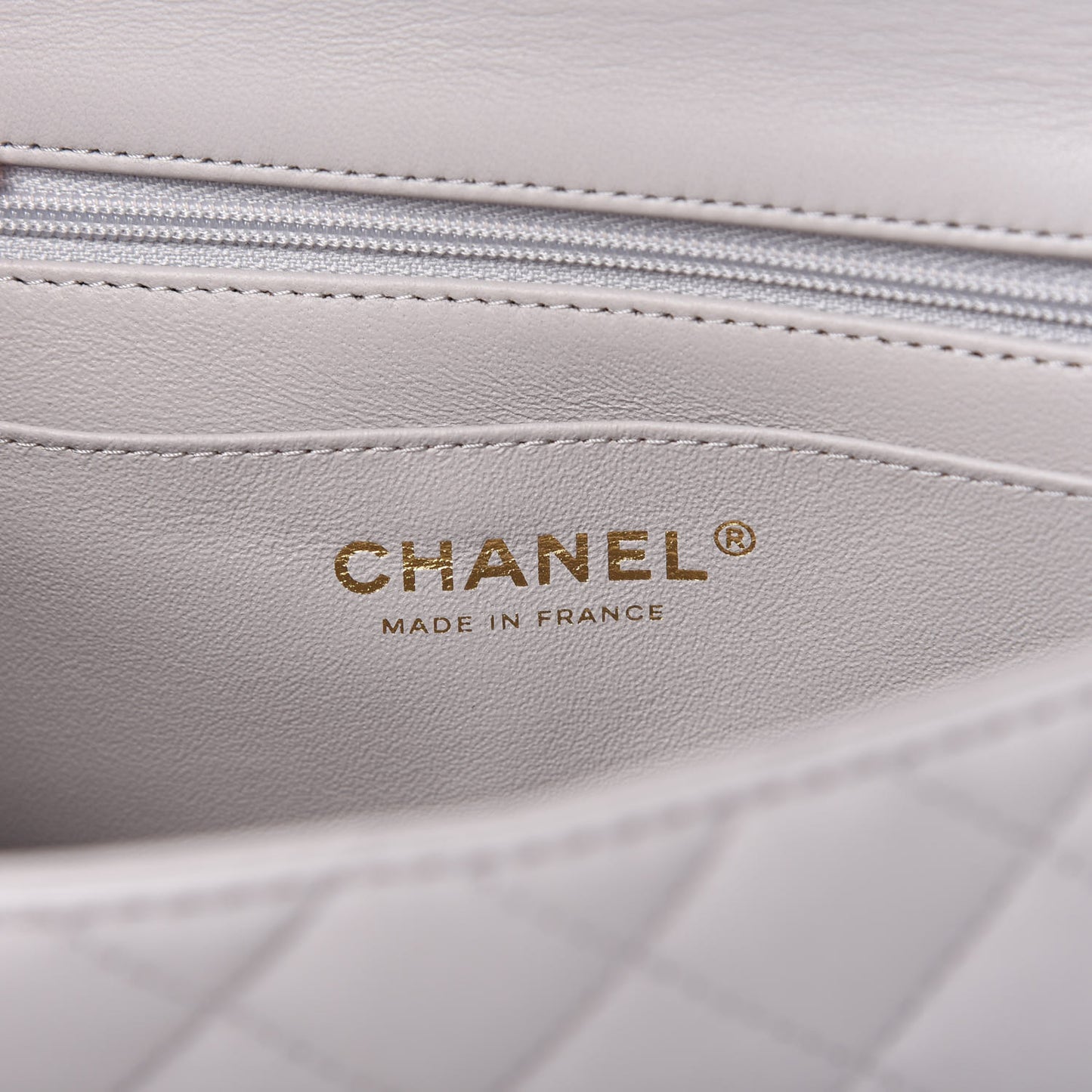 Lambskin Quilted Mini Top Handle Rectangular Flap Grey