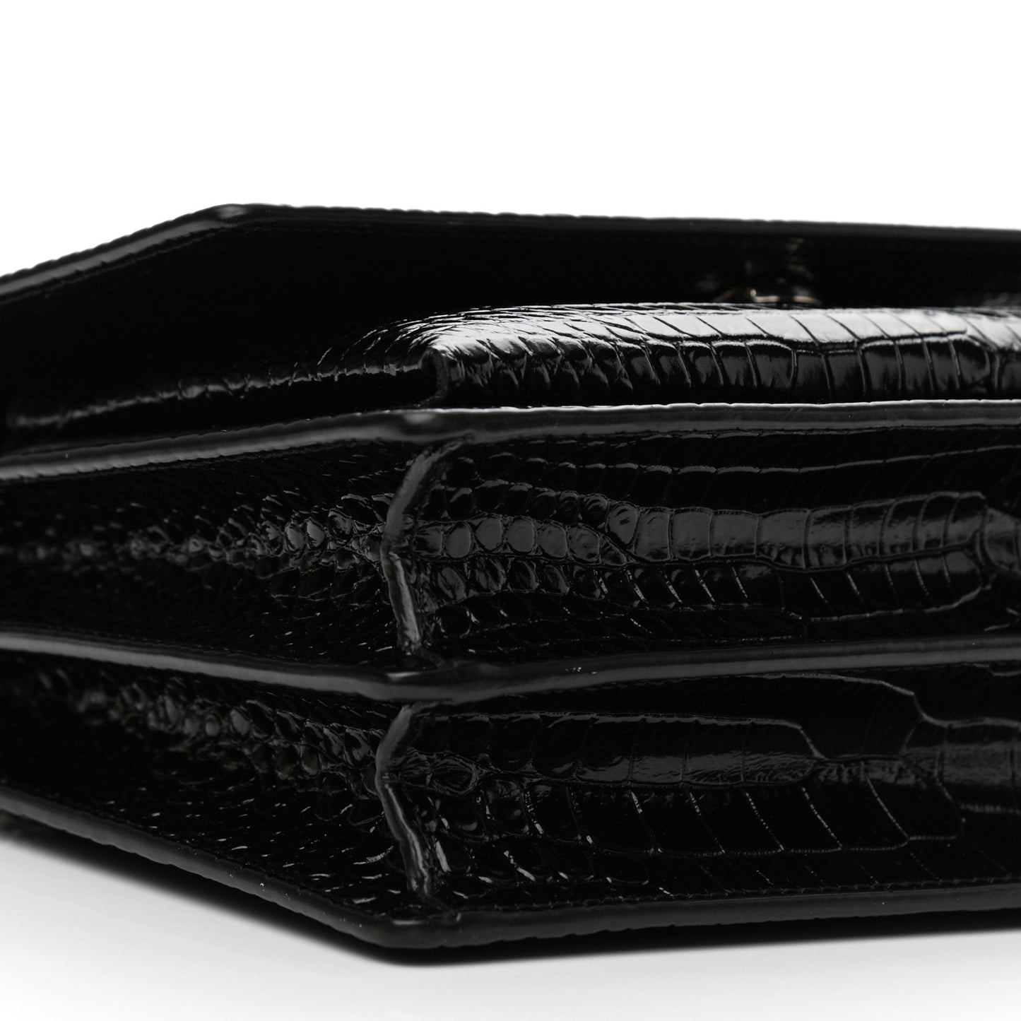 Calfskin Crocodile Embossed Medium Monogram Sunset Black