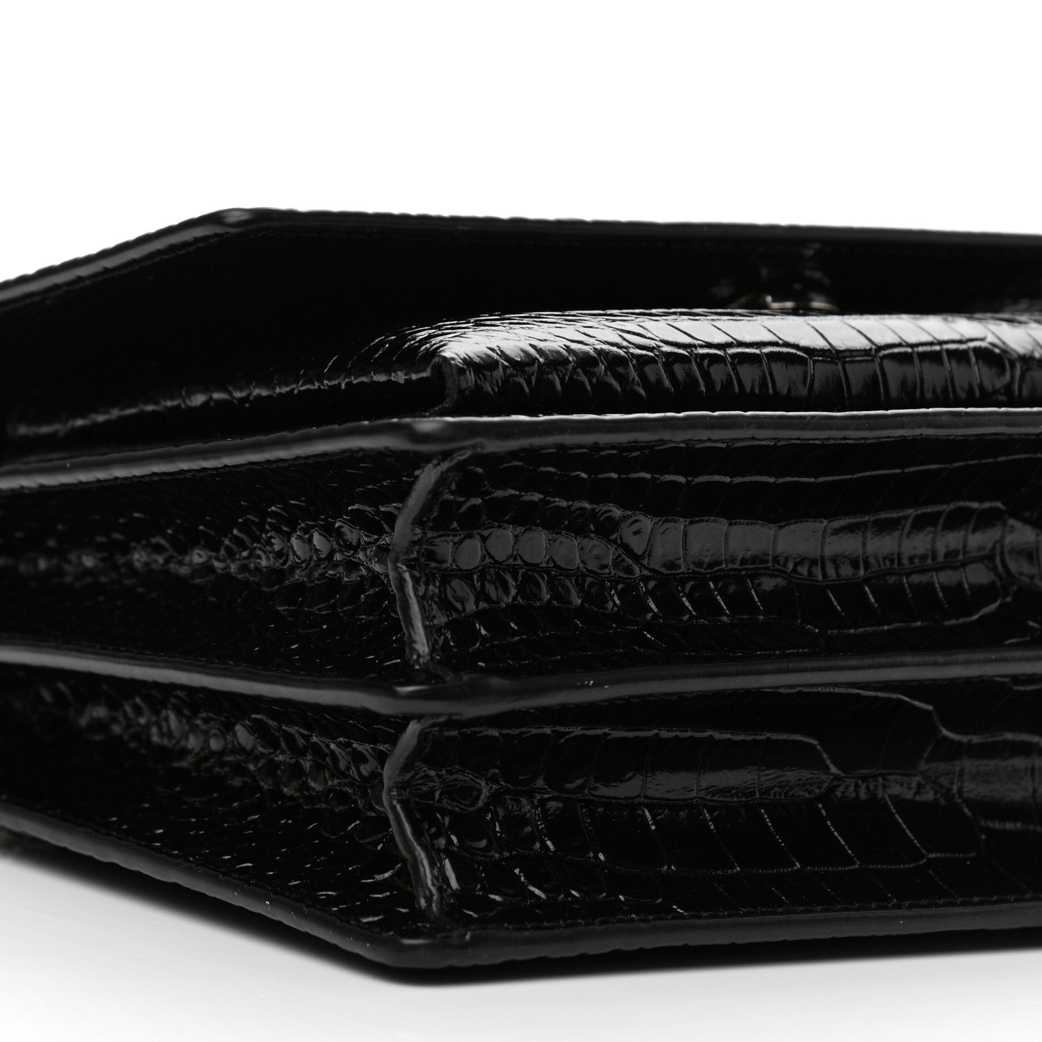 Saint Laurent Calfskin Crocodile Embossed Medium Monogram Sunset Black 8 of 9