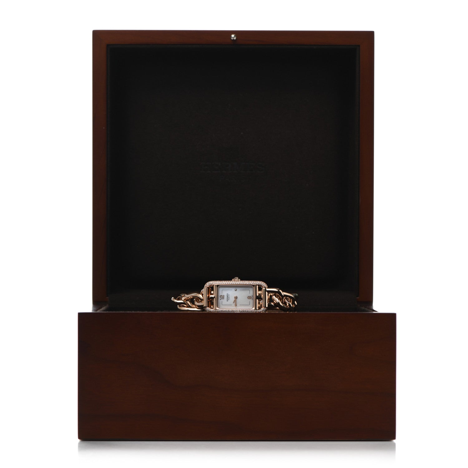 Hermes 18K Rose Gold Diamond Mother of Pearl 17mm Nantucket Quartz Watch 5 of 5