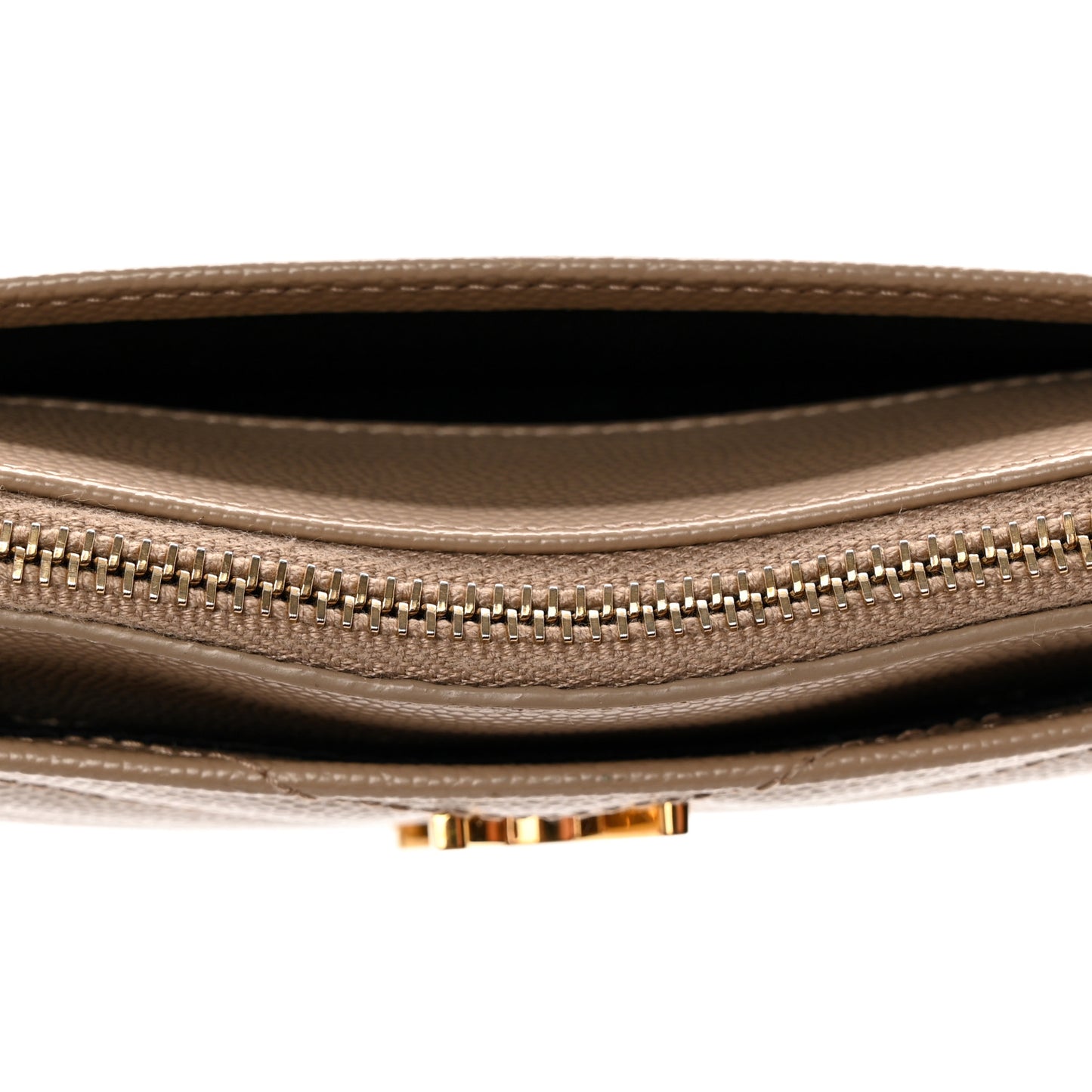 Grain De Poudre Chevron Monogram Large Bill Pouch Dark Beige