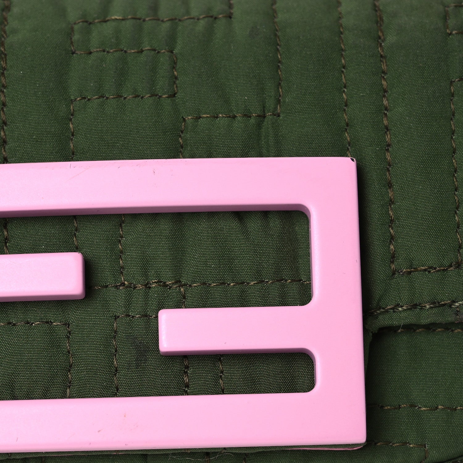 Fendi Nylon Nappa FF Stitched Nano Baguette Maxi Handle Charm Green Pink 7 of 14