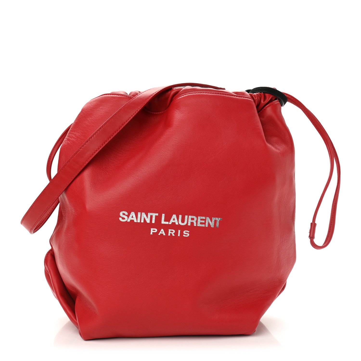 Saint Laurent Lambskin Teddy Drawstring Bag Eros Red 3 of 9