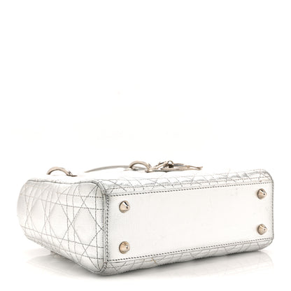 Christian Dior Metallic Grained Calfskin Cannage Small Lucky Badges My Lady Dior Silver 4 of 16