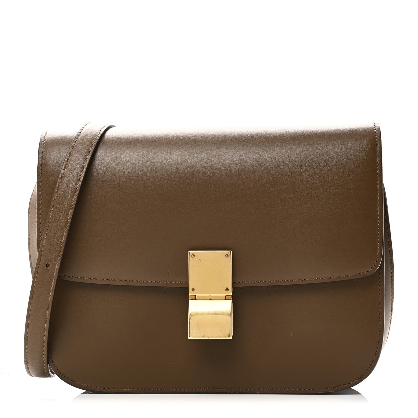 Box Calfskin Medium Classic Box Flap Bag Camel