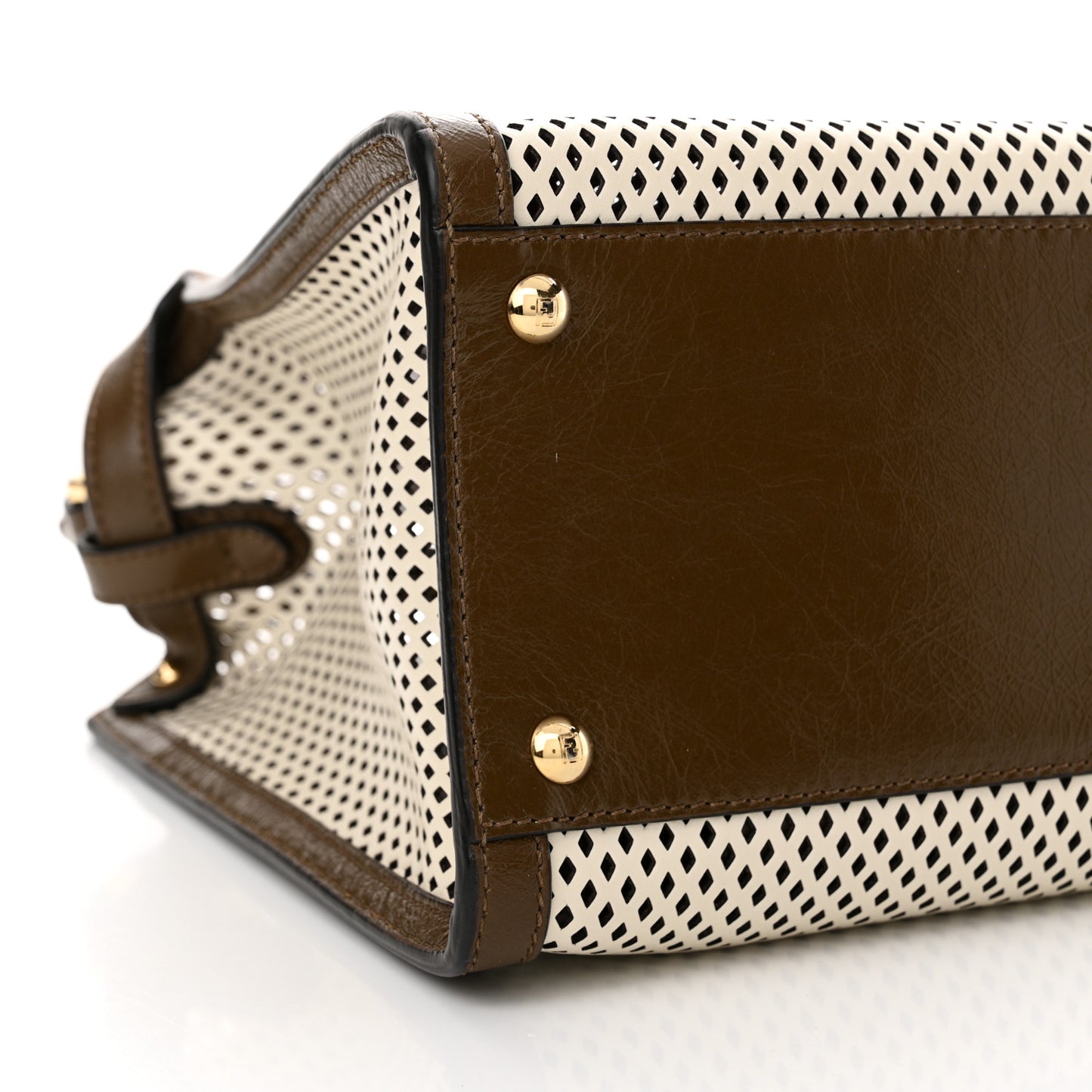 Vitello Liberty Glossy Lambskin Perforated Medium Peekaboo X-Lite White Ice Rust Maya