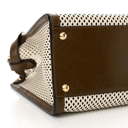 Fendi Vitello Liberty Glossy Lambskin Perforated Medium Peekaboo X-Lite White Ice Rust Maya 8 of 10