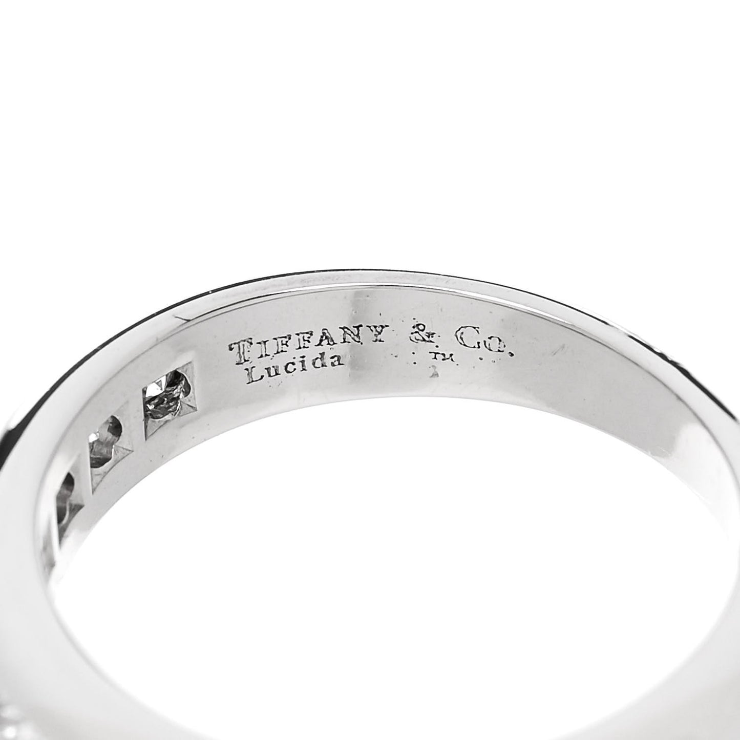 Platinum Diamond Princess Lucida Half Circle Wedding Band Ring 46 3.75