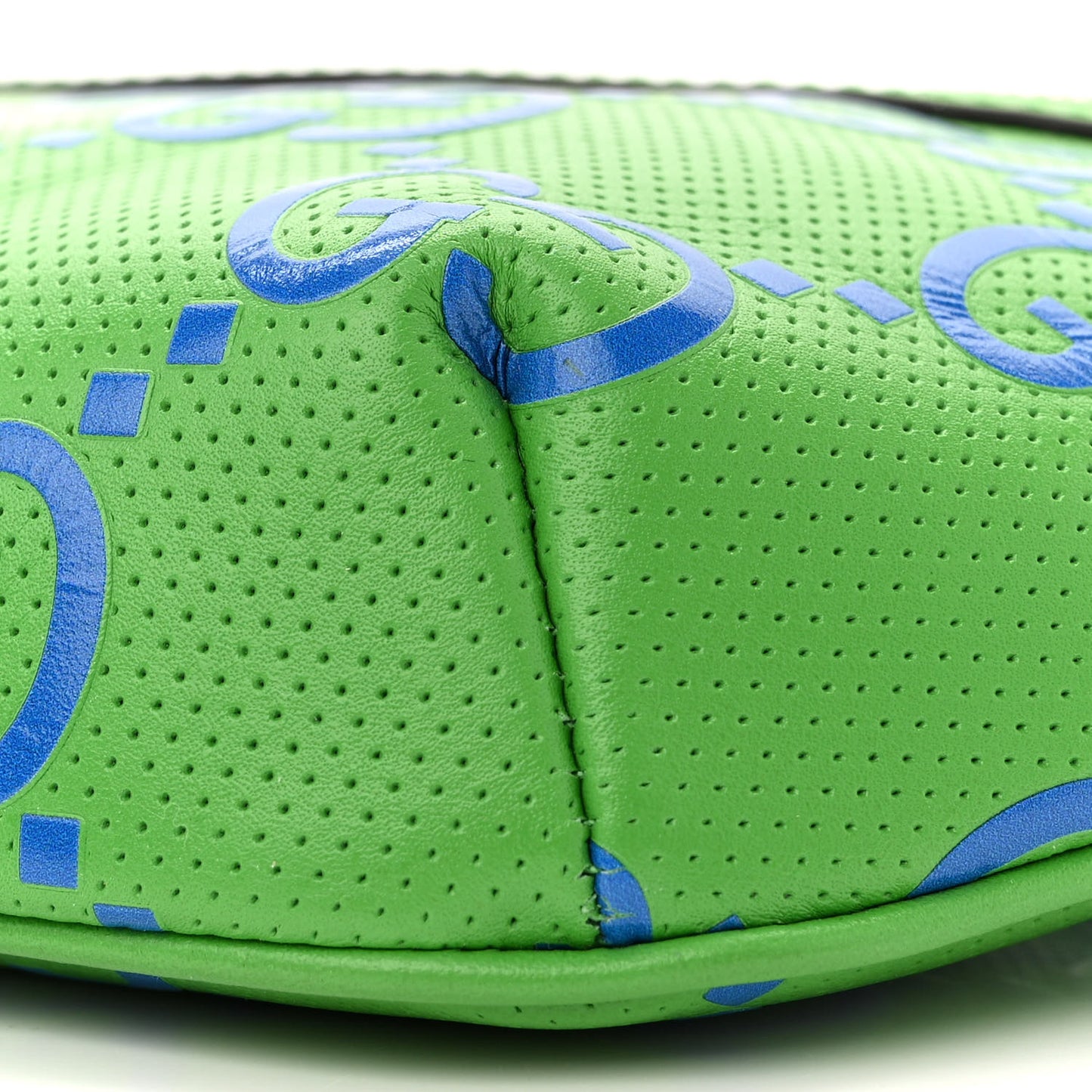 Calfskin GG Tennis Bi-Color Embossed Belt Bag Joy Green Joy Blue