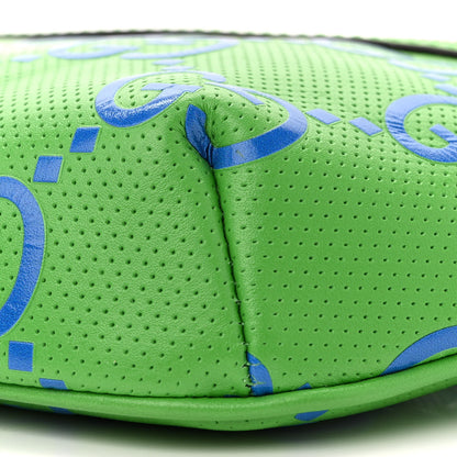 Gucci Calfskin GG Tennis Bi-Color Embossed Belt Bag Joy Green Joy Blue 10 of 11