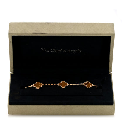 Van Cleef & Arpels 18K Yellow Gold Tiger Eye 5 Motifs Vintage Alhambra Bracelet 4 of 4