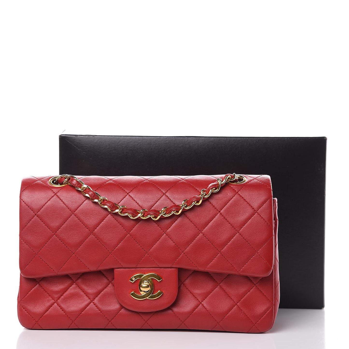 Lambskin Quilted Small Double Flap Red