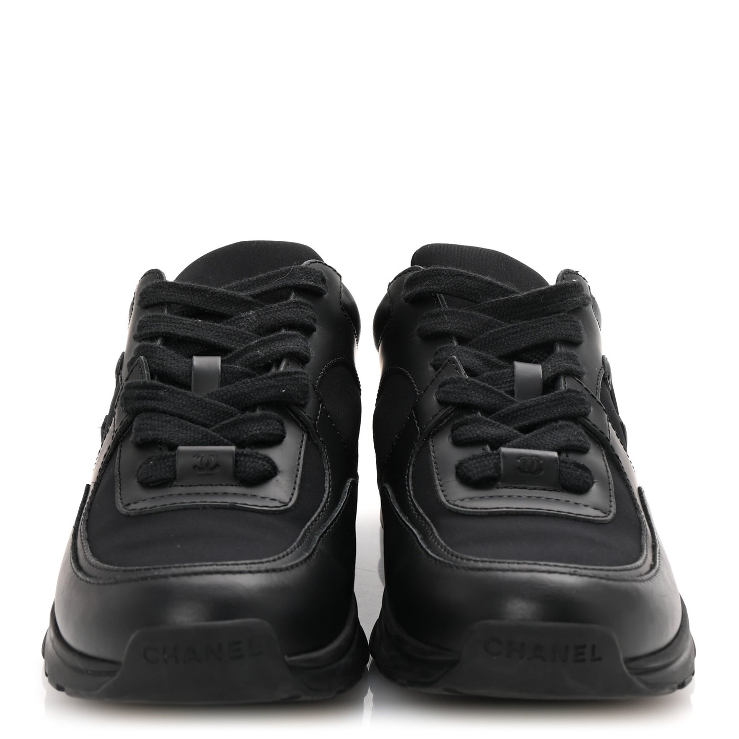 Lambskin Fabric CC Uniform Sneakers 38.5 Black