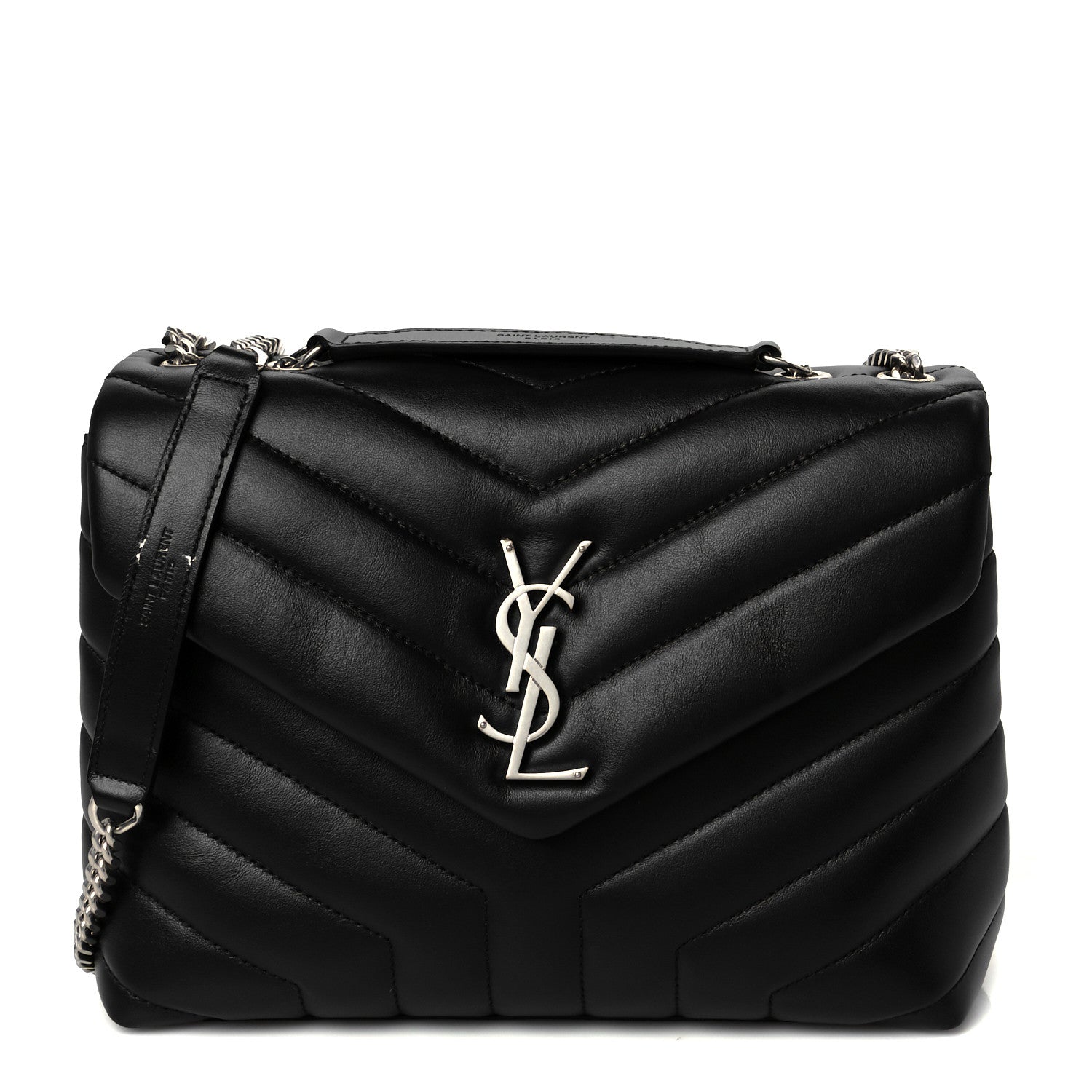 Saint Laurent Calfskin Y Quilted Monogram Small Loulou Chain Satchel Black 1 of 12