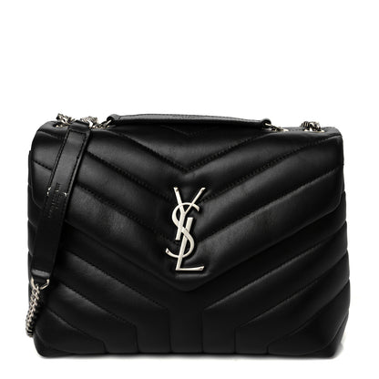 Saint Laurent Calfskin Y Quilted Monogram Small Loulou Chain Satchel Black 1 of 12
