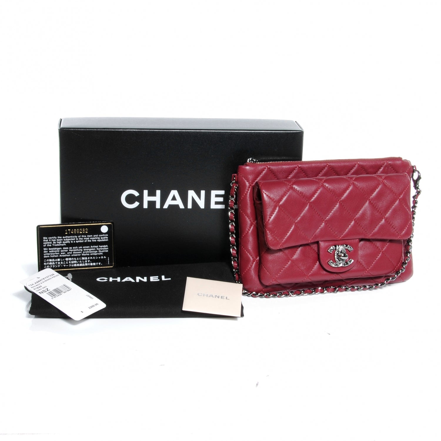 Chanel Lambskin Mineral Nights Flap Wristlet Dark Red 6 of 9