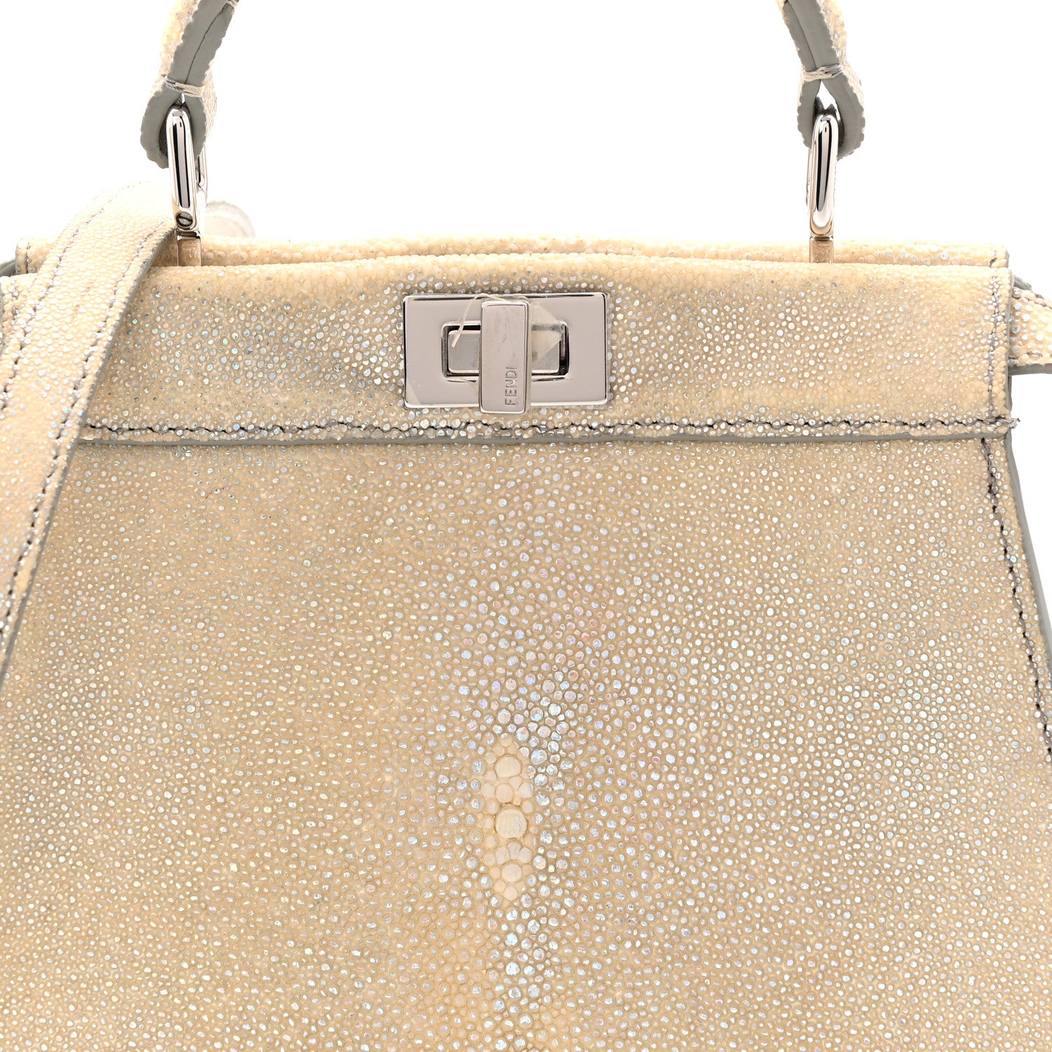 Fendi Stingray Shiny Nappa Petite Peekaboo I SEE U Satchel Beige 8 of 10
