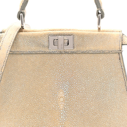 Fendi Stingray Shiny Nappa Petite Peekaboo I SEE U Satchel Beige 8 of 10