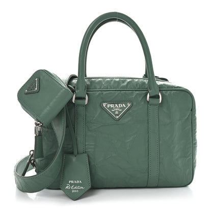 Prada Nappa Antique Medium Re-Edition 2001 Two Handle Bag Green 1 of 9