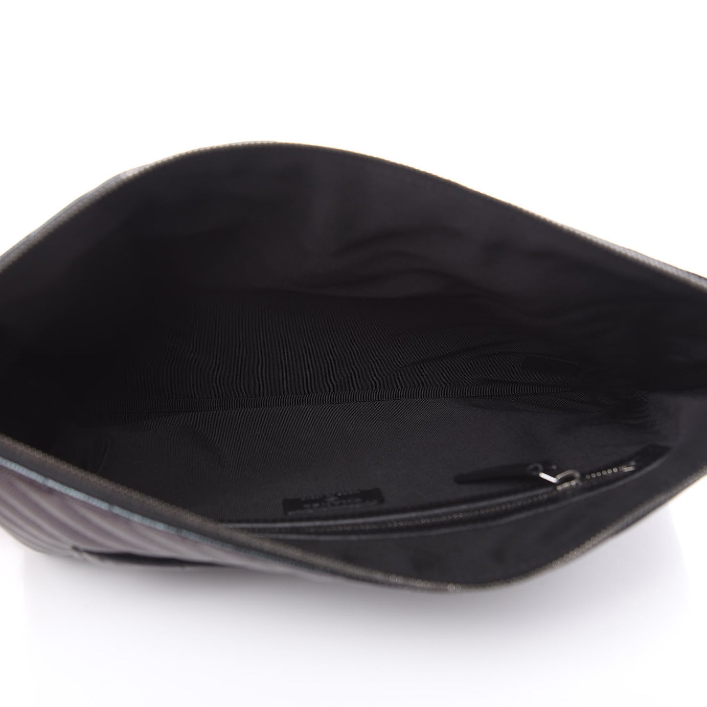 Iridescent Caviar Chevron Quilted Large Cosmetic Case Black