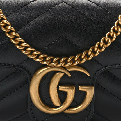 Gucci Calfskin Matelasse Super Mini GG Marmont Shoulder Bag Black 8 of 13